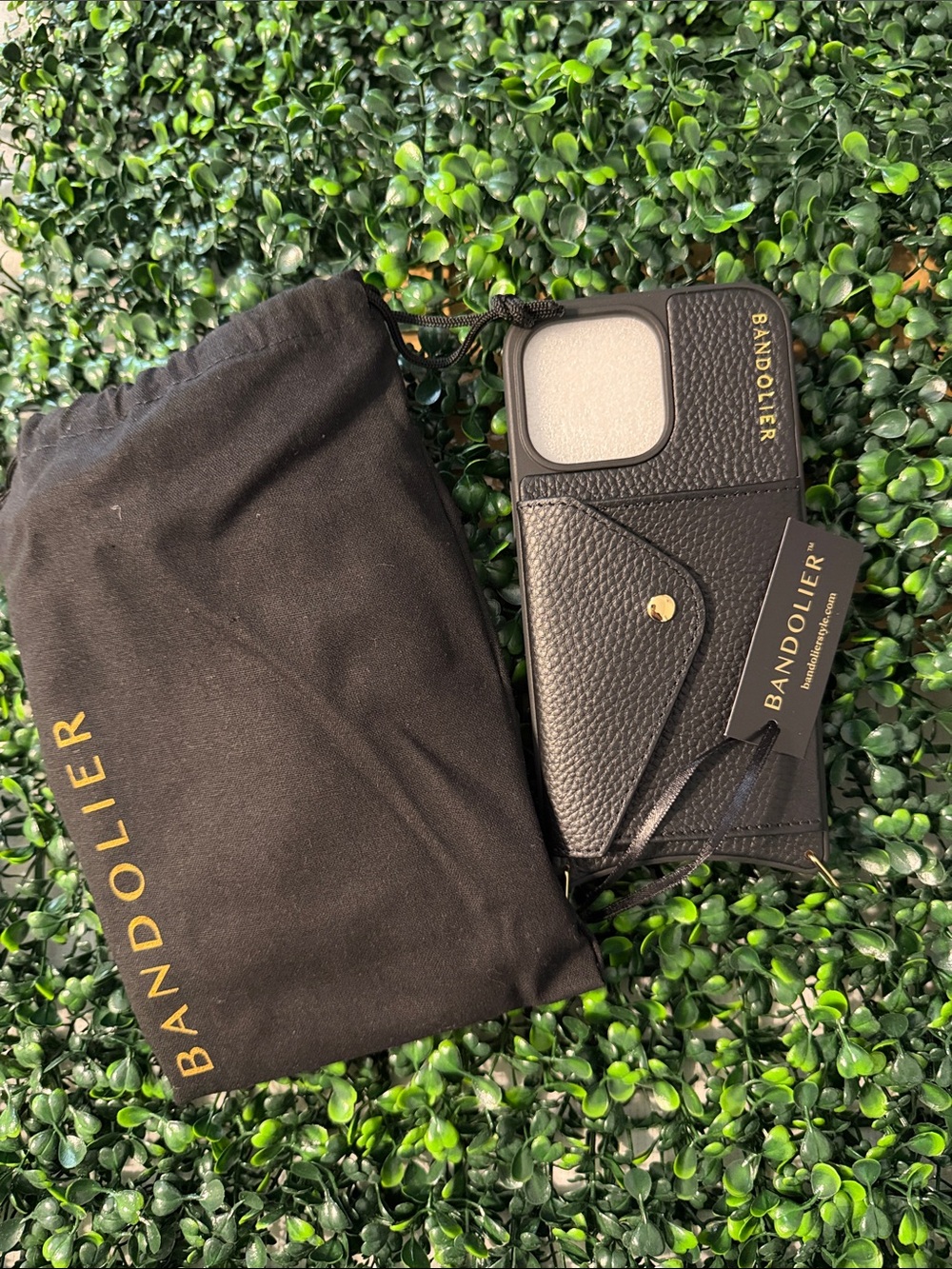 Bandolier Black Pebbled Leather Crossbody Phone Case iPhone 14 ProMax NIB